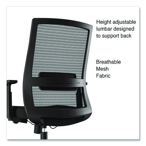 Picture of Ashdale Ergonomic Fabric Swivel Task Chair, Supports Up to 275 lb, 18.15 to 21.89 Seat Height, Black Seat/Back, Black Base