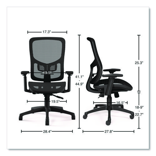 Picture of Hollins Ergonomic Mesh Swivel Task Chair, Supports Up to 275 lb, 18.57 to 22.54 Seat Height, Black Seat/Back, Black Base