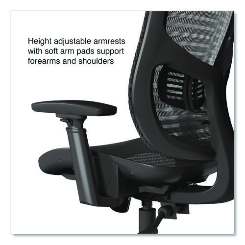 Picture of Hollins Ergonomic Mesh Swivel Task Chair, Supports Up to 275 lb, 18.57 to 22.54 Seat Height, Black Seat/Back, Black Base