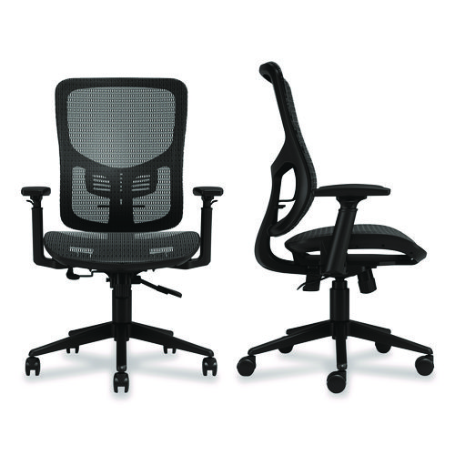 Picture of Hollins Ergonomic Mesh Swivel Task Chair, Supports Up to 275 lb, 18.57 to 22.54 Seat Height, Black Seat/Back, Black Base