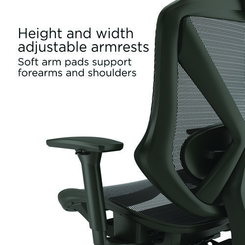 Picture of Taunton Ergonomic Mesh Swivel Task Chair, Supports Up to 275 lb, 17.44 to 20.98 Seat Height, Black Seat/Back, Black Base