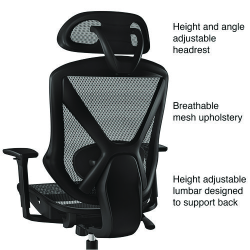 Picture of Taunton Ergonomic Mesh Swivel Task Chair, Supports Up to 275 lb, 17.44 to 20.98 Seat Height, Black Seat/Back, Black Base