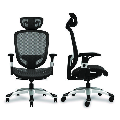 Picture of Minerva Ergonomic Mesh Swivel Task Chair, Supports Up to 275 lb, 17.24 to 20.98 Seat Height, Black Seat/Back, Black Base