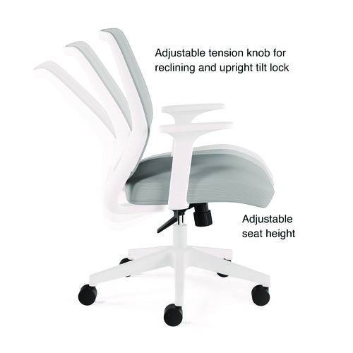 Picture of Wessex Ergonomic Fabric Mesh Swivel Task Chair, Supports Up to 275 lb, 17.09 to 20.83 Seat Height, Gray Seat/Back, White Base