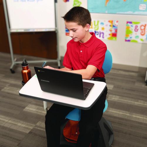 Picture of Classroom Series All-In-One Student Desk and Chair, Supports Up to 330 lb, 19" Seat Height, Blue Seat/Back, Gray Base