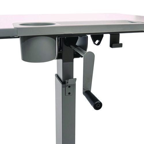 Picture of Sit Stand Student Desk with Crank Handle, 27.5 x 19.5 x 26.25 to 42, White/Gray