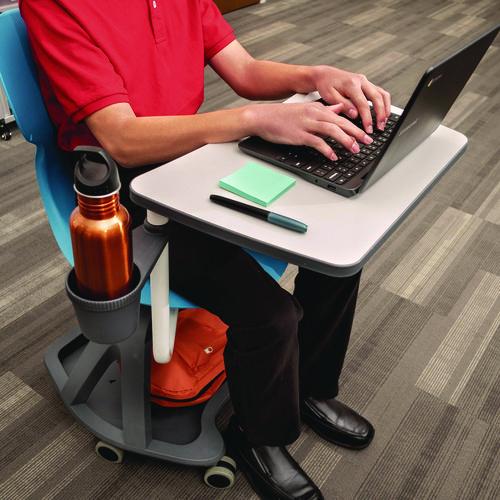 Picture of Classroom Series All-In-One Student Desk and Chair, Supports Up to 330 lb, 19" Seat Height, Blue Seat/Back, Gray Base