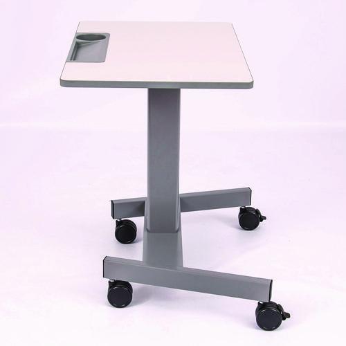 Picture of Pneumatic Sit Stand Desk, 27.5 x 19.5 x 26.25 to 42, White/Gray