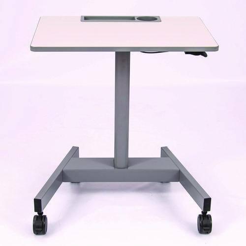 Picture of Pneumatic Sit Stand Desk, 27.5 x 19.5 x 26.25 to 42, White/Gray