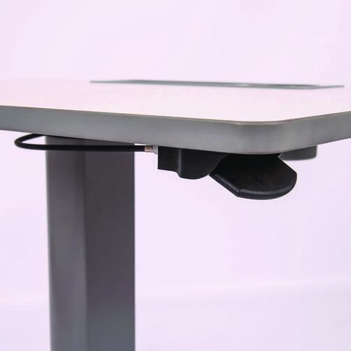 Picture of Pneumatic Sit Stand Desk, 27.5 x 19.5 x 26.25 to 42, White/Gray