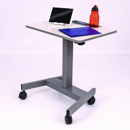 Picture of Pneumatic Sit Stand Desk, 27.5 x 19.5 x 26.25 to 42, White/Gray