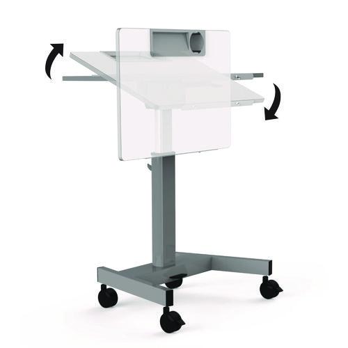 Picture of Pneumatic Adjustable Height Flip Top Student Desk, 27.5 x 19.5 x 26.25 to 42, White/Gray