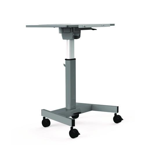 Picture of Pneumatic Adjustable Height Flip Top Student Desk, 27.5 x 19.5 x 26.25 to 42, White/Gray