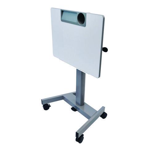 Picture of Pneumatic Adjustable Height Flip Top Student Desk, 27.5 x 19.5 x 26.25 to 42, White/Gray