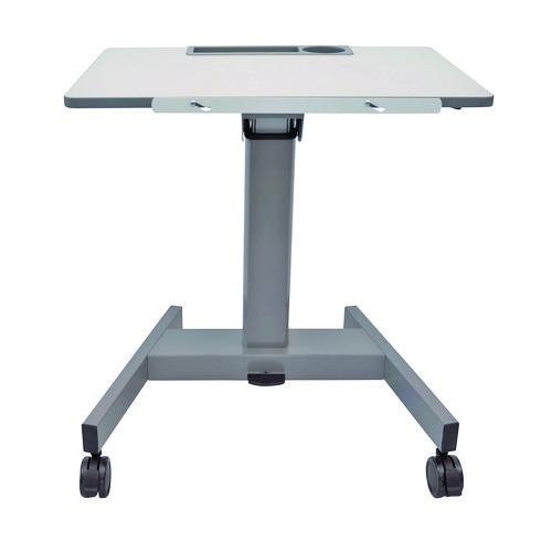 Picture of Pneumatic Adjustable Height Flip Top Student Desk, 27.5 x 19.5 x 26.25 to 42, White/Gray