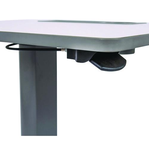 Picture of Pneumatic Adjustable Height Flip Top Student Desk, 27.5 x 19.5 x 26.25 to 42, White/Gray