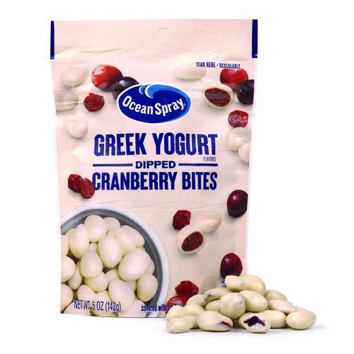 Picture of Greek Yogurt Dipped Cranberry Bites, Cranberry/Yogurt, 5 oz Bag, 12/Carton