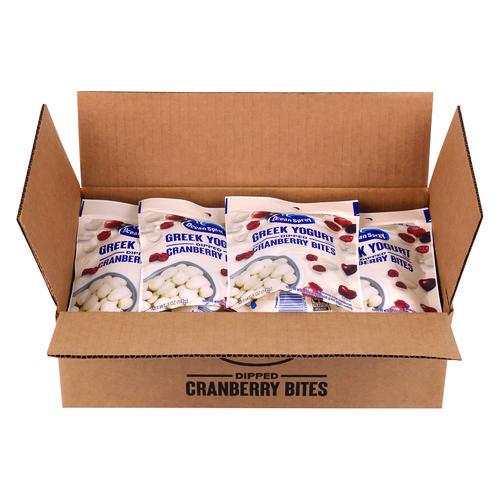 Picture of Greek Yogurt Dipped Cranberry Bites, Cranberry/Yogurt, 5 oz Bag, 12/Carton