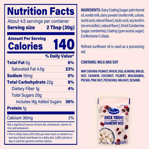 Picture of Greek Yogurt Dipped Cranberry Bites, Cranberry/Yogurt, 5 oz Bag, 12/Carton