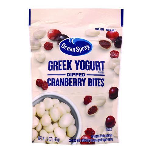 Picture of Greek Yogurt Dipped Cranberry Bites, Cranberry/Yogurt, 5 oz Bag, 12/Carton