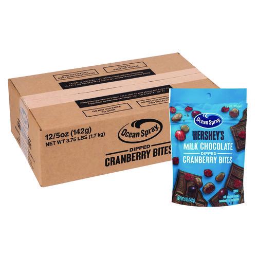 Picture of Milk Chocolate Dipped Cranberry Bites, Cranberry/Chocolate, 5 oz Bag, 12/Carton