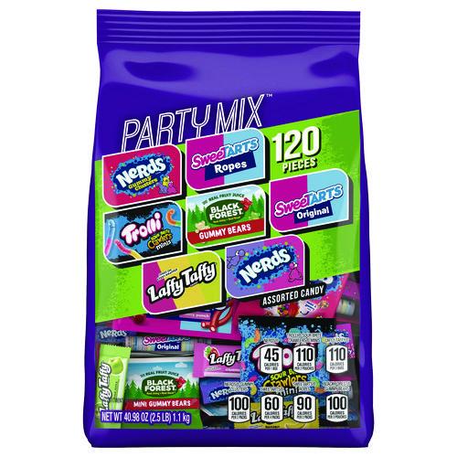 Picture of Party Mix Stand-Up Bag, 120 Pieces, Assorted Flavors, 2.5 lb Bag