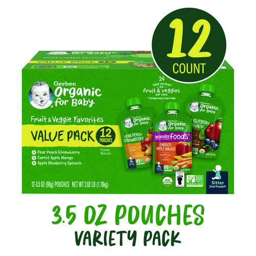Picture of Organic 2nd Foods Baby Food Pouches, Assorted Flavors, 3.5 oz Pouch, 12/Carton