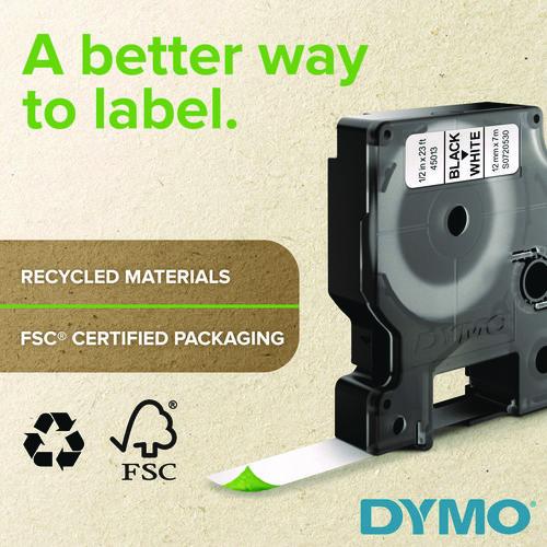 Picture of D1 High-Performance Polyester Removable Label Tape, 0.25" x 23 ft, Black on White