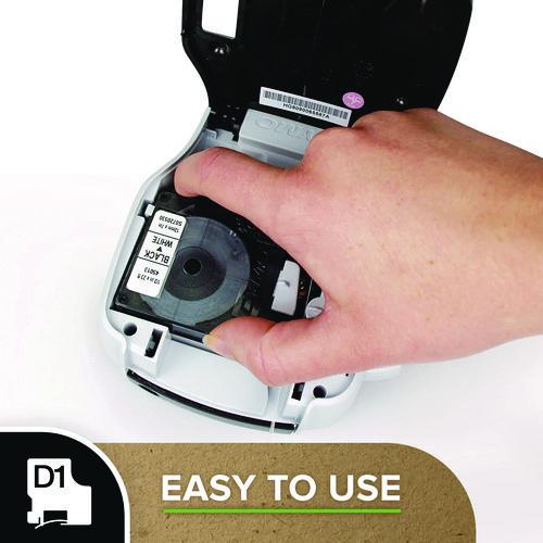 Picture of D1 High-Performance Polyester Removable Label Tape, 0.25" x 23 ft, Black on White