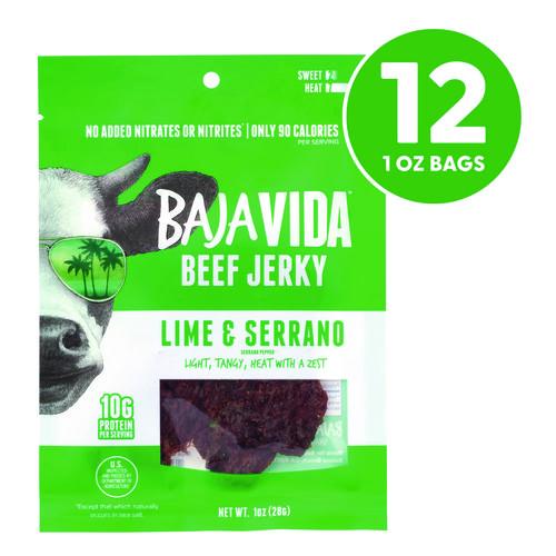 Picture of Beef Jerky Lime and Serrano Pepper Snack Pack, Lime and Serrano Pepper, 1 oz Packet, 12/Carton