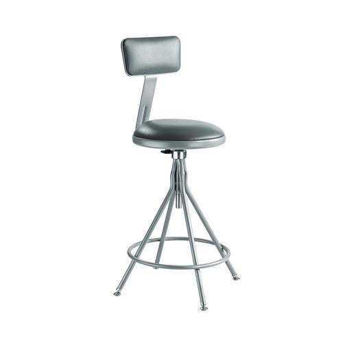 Picture of 6500 Series Height Adj Heavy Duty Vinyl Swivel Stool with Backrest, Supports Up to 500 lb, 24" to 30" Seat Height, Gray