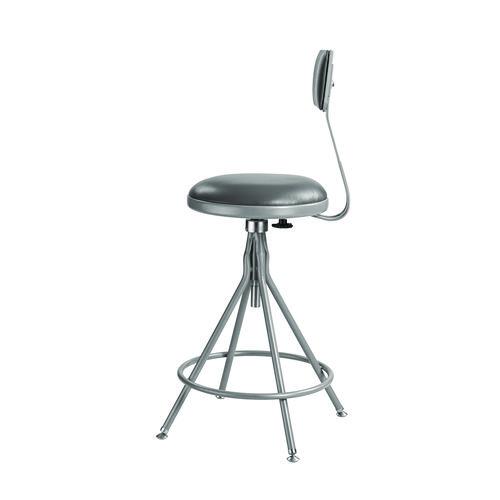 Picture of 6500 Series Height Adj Heavy Duty Vinyl Swivel Stool with Backrest, Supports Up to 500 lb, 24" to 30" Seat Height, Gray
