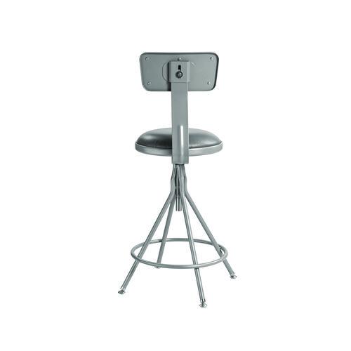 Picture of 6500 Series Height Adj Heavy Duty Vinyl Swivel Stool with Backrest, Supports Up to 500 lb, 24" to 30" Seat Height, Gray