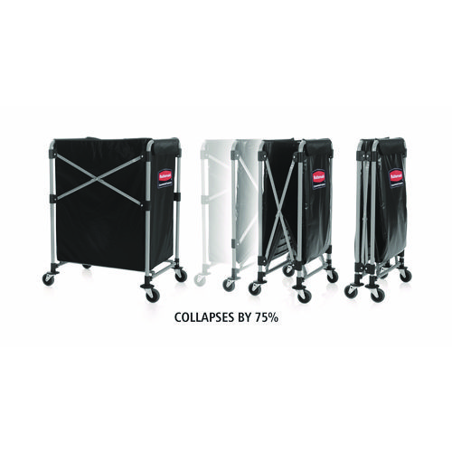 Picture of One-Compartment Collapsible X-Cart, Synthetic Fabric, 4.98 cu ft Bin, 20.33" x 24.1" x 34", Black/Silver