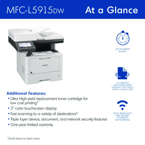 Picture of MFC-L5915DW Business Monochrome AIO Laser Printer, Copy/Fax/Print/Scan