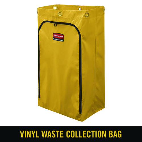 Picture of Zippered Vinyl Cleaning Cart Bag for Rubbermaid Commercial 6173-88, 24 gal, 17.25" x 10.5" x 30.5", Yellow