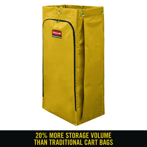 Picture of Vinyl Cleaning Cart Bag for Rubbermaid Commercial 9T76, 9T77 and 9T78, 34 gal, 17.5" x 10.5" x 33", Yellow