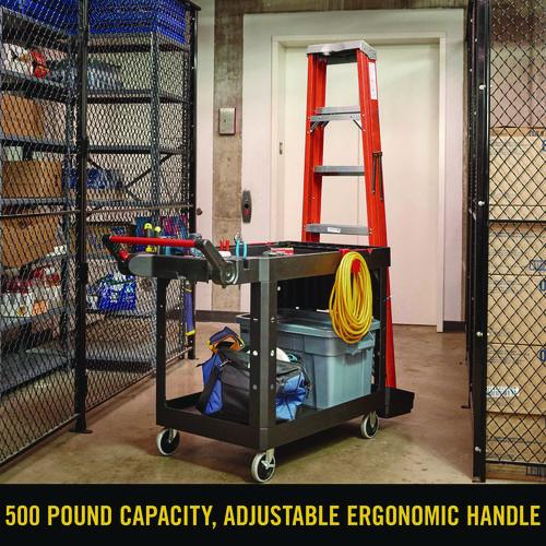 Picture of Heavy Duty Adaptable Utility Cart, Plastic, 2 Shelves, 500 lb Capacity, 25.2" x 51.5" x 36", Black
