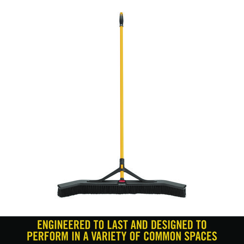 Picture of Maximizer Push-to-Center Broom, Poly Bristles, 36 x 58.13, Steel Handle, Yellow/Black