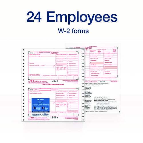 Picture of 4-Part W-2 Continuous Feed Tax Forms, Fiscal Year: 2024, Four-Part Carbonless, 5.5 x 8.5, 2 Forms/Sheet, 24 Forms Total