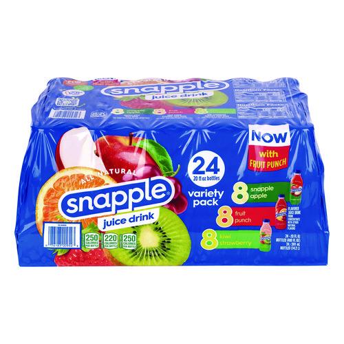 Picture of Juice Drink Variety Pack, Snapple Apple, Fruit Punch, Kiwi Strawberry, 20 oz Bottle, 24/Carton