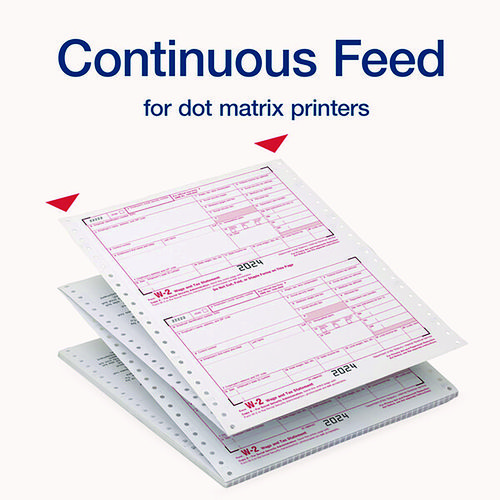 Picture of 4-Part W-2 Continuous Feed Tax Forms, Fiscal Year: 2024, Four-Part Carbonless, 5.5 x 8.5, 2 Forms/Sheet, 24 Forms Total