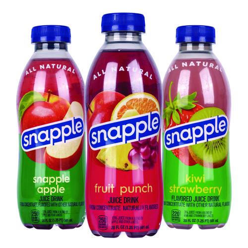 Picture of Juice Drink Variety Pack, Snapple Apple, Fruit Punch, Kiwi Strawberry, 20 oz Bottle, 24/Carton