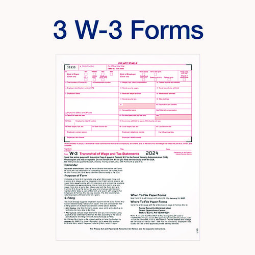 Picture of 4-Part W-2 Continuous Feed Tax Forms, Fiscal Year: 2024, Four-Part Carbonless, 5.5 x 8.5, 2 Forms/Sheet, 24 Forms Total