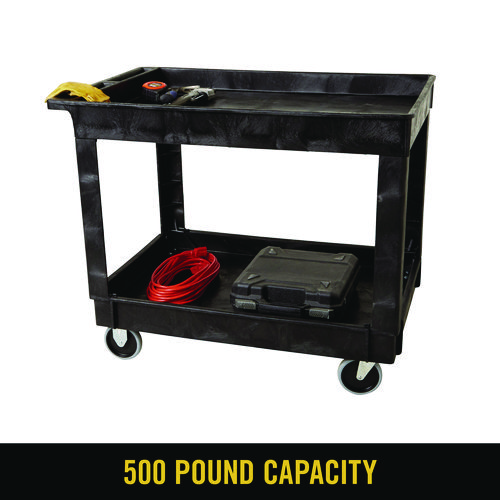 Picture of Service/Utility Carts, Plastic, 2 Shelves, 500 lb Capacity, 24" x 40" x 31.25", Black