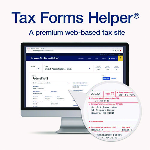 Picture of 6-Part W-2 Tax Form Kit with Security Envelopes and Tax Forms Helper, 2024, 8.5 x 5.5, 2 Forms/Sheet, 24 Forms Total