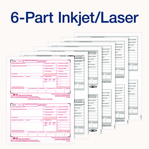 Picture of 6-Part W-2 Tax Form Kit with Security Envelopes and Tax Forms Helper, 2024, 8.5 x 5.5, 2 Forms/Sheet, 24 Forms Total