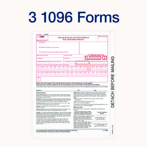 Picture of 4-Part 1099-NEC Tax Form Kit with Security Envelopes and Tax Forms Helper, 2024, 8.5 x 3.66, 3 Forms/Sheet, 15 Forms Total