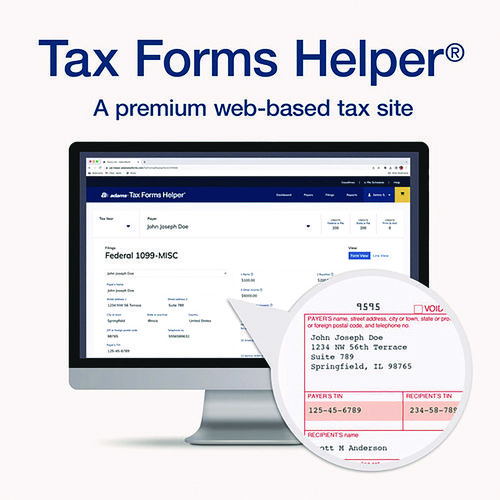 Picture of 4-Part 1099-MISC Tax Form Kit with Security Envelopes and Tax Forms Helper, 2024, 8 x 5, 2 Forms/Sheet, 10 Forms Total