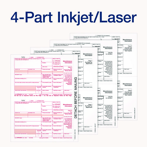 Picture of 4-Part 1099-MISC Tax Form Kit with Security Envelopes and Tax Forms Helper, 2024, 8 x 5, 2 Forms/Sheet, 10 Forms Total